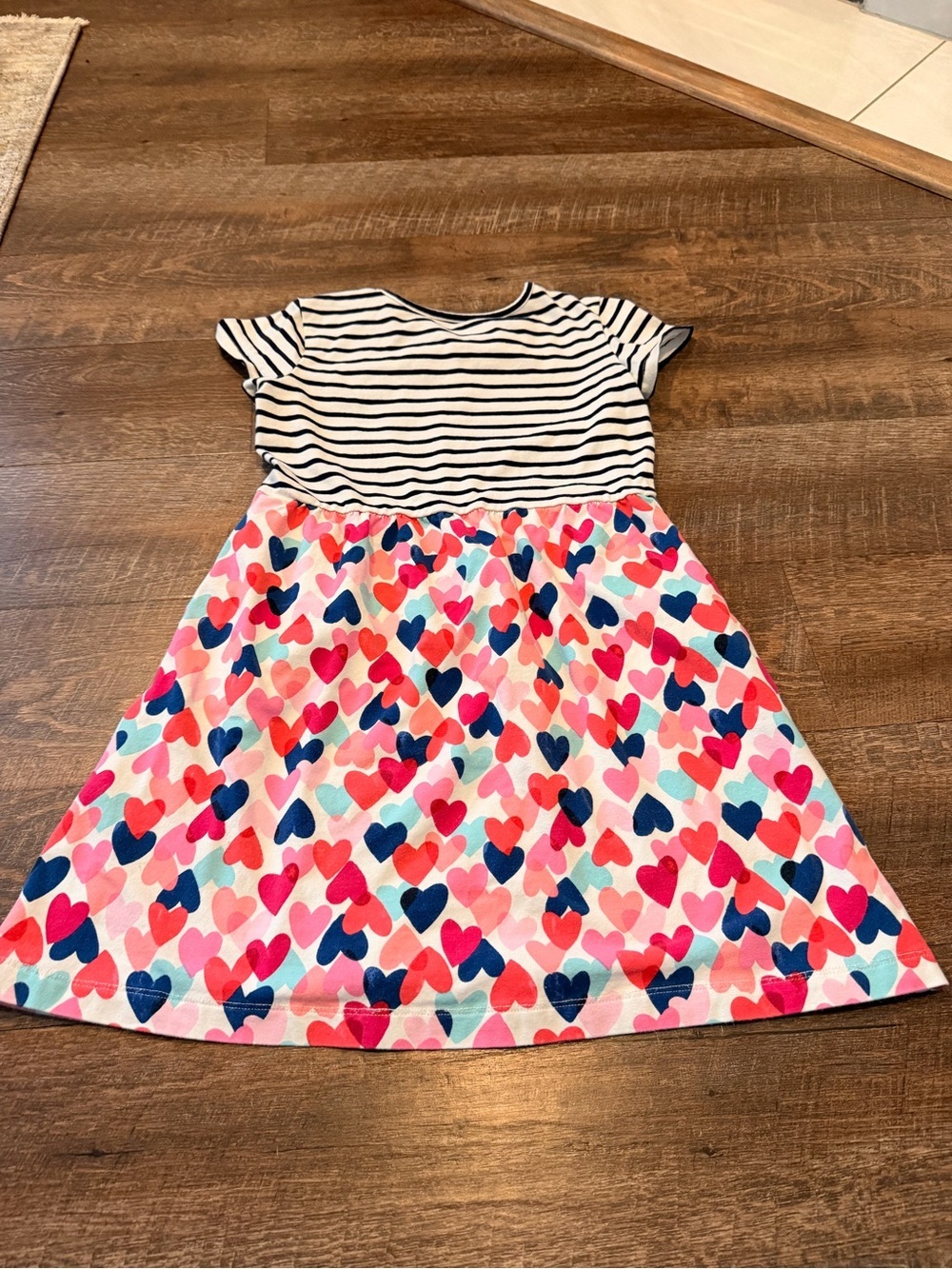 Rumi + Ryder Girls Size Medium 8-10 Heart Print Dress Striped Cotton Blend - Picture 6 of 6